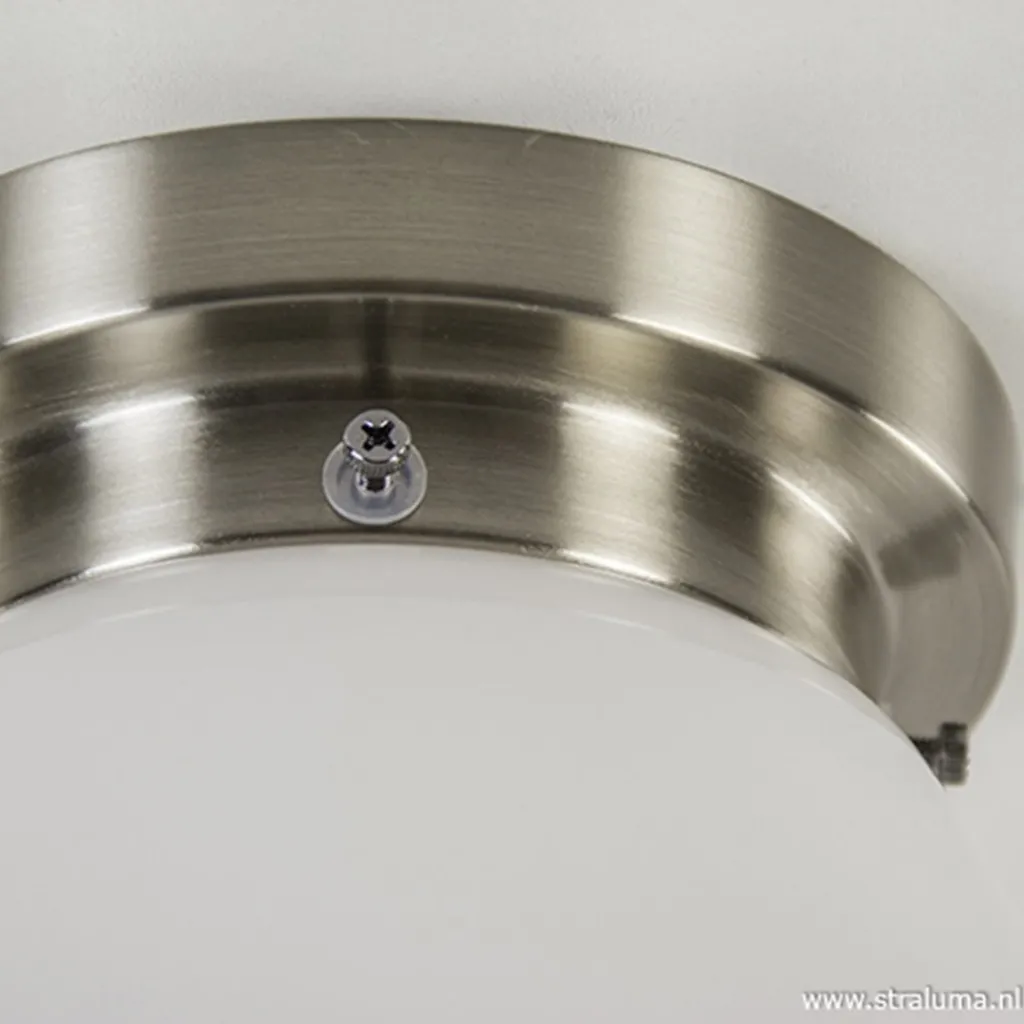 Straluma Art Deco plafondlamp staal met wit gl.> Plafonnières|Woonkamerlampen