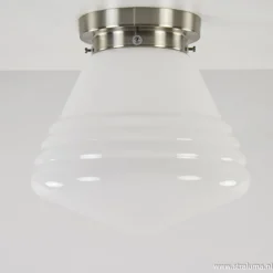 Straluma Art Deco plafondlamp staal met wit gl.><noscript><img width=