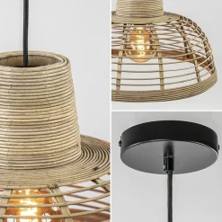 Straluma Botanische hanglamp rotan met mat zwart><noscript><img width=
