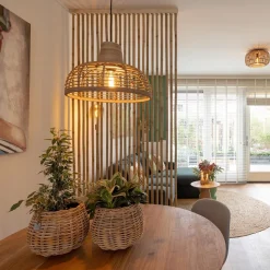 Straluma Botanische hanglamp rotan met mat zwart><noscript><img width=