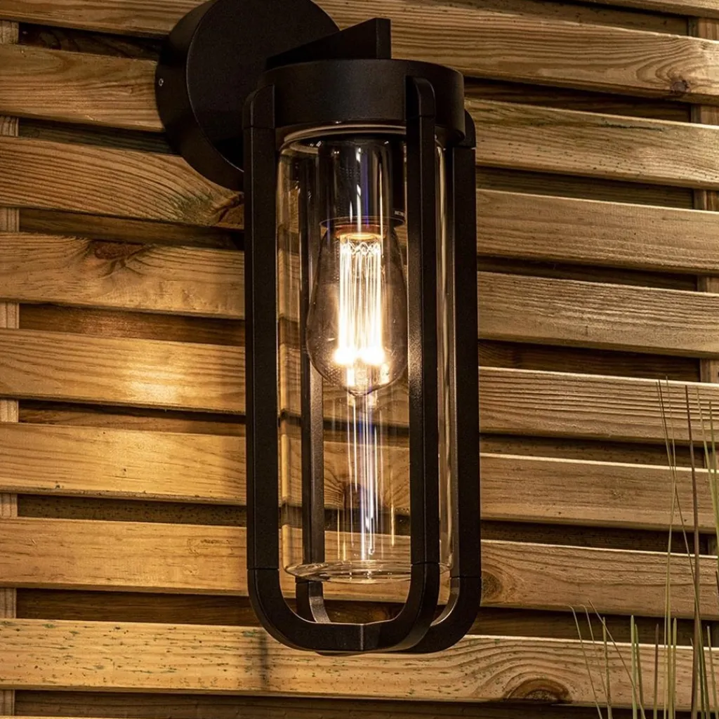 Straluma Buiten wandlamp zwart met helder glas IP65> Buitenlampen