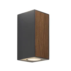 Straluma Buitenlamp up+down GU10 donker grijs/hout> Wandlampen|Buitenlampen
