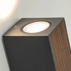 Straluma Buitenlamp up+down GU10 donker grijs/hout></noscript> Wandlampen|Buitenlampen