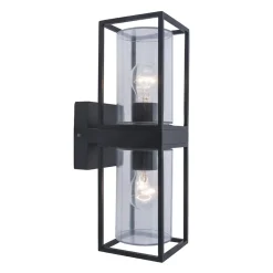 Straluma Buitenlantaarn dubbel strak zwart/helder glas> Wandlampen|Buitenlampen