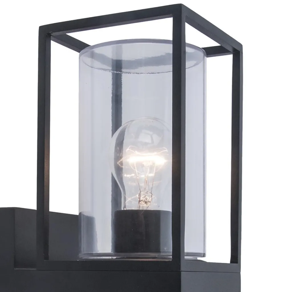 Straluma Buitenlantaarn dubbel strak zwart/helder glas> Wandlampen|Buitenlampen