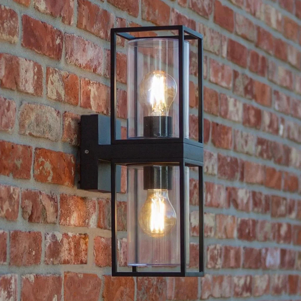 Straluma Buitenlantaarn dubbel strak zwart/helder glas> Wandlampen|Buitenlampen