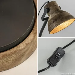 Straluma Bureaulamp Imbert mat zwart metaal met hout><noscript><img width=