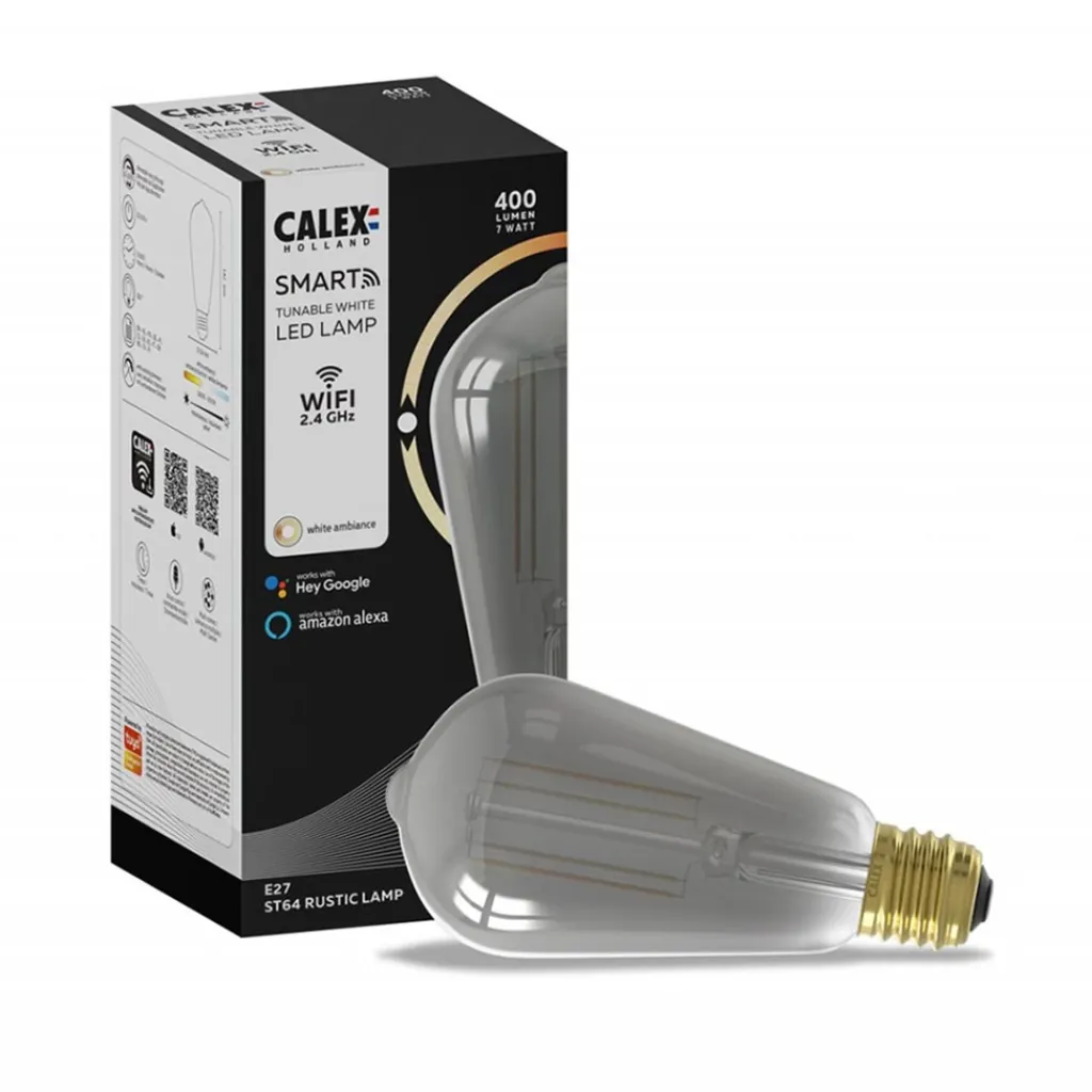 Straluma Calex Smart Home E27 LED filament smoke ST64> Smart lampen|Calex