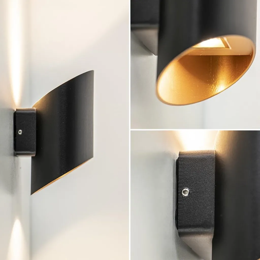Straluma Chique LED buitenlamp wand zwart met goud IP54> Wandlampen|Buitenlampen