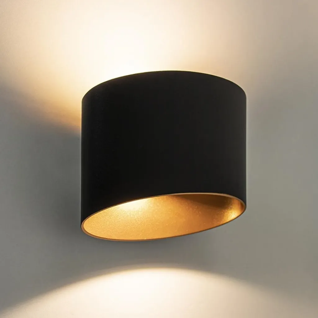 Straluma Chique LED buitenlamp wand zwart met goud IP54> Wandlampen|Buitenlampen