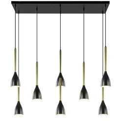 Straluma Chique 8-lichts hanglamp zwart met goud> Eettafellampen|Pendel Lampen