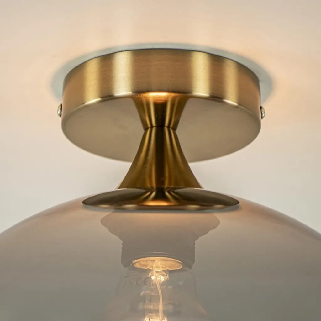 Straluma Chique plafondlamp goud met smoke/titanium glazen bol> Plafondlampen|Luxe Verlichting