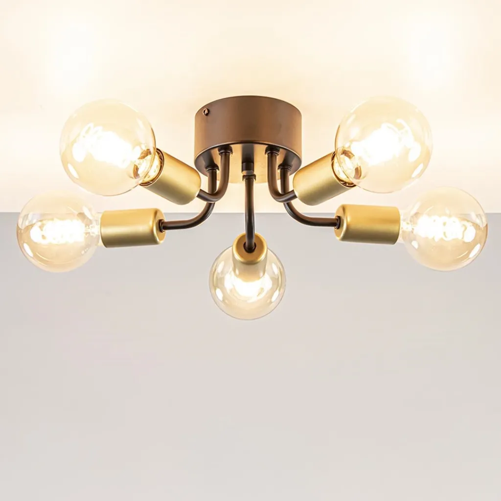 Straluma Chique plafondlamp mat zwart met goud> Halverlichting|Plafondlampen