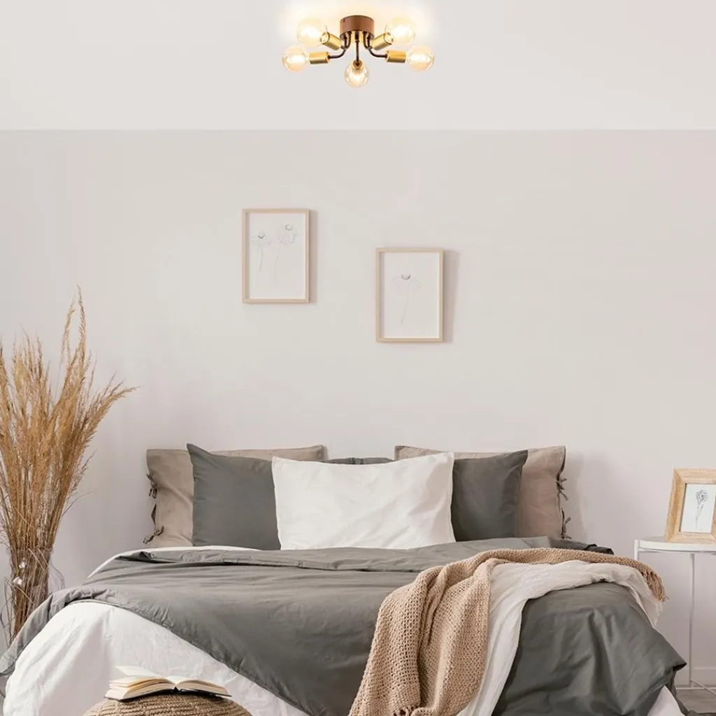 Straluma Chique plafondlamp mat zwart met goud> Halverlichting|Plafondlampen