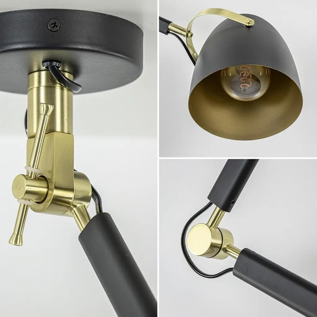 Straluma Chique plafondlamp zwart met goud verstelbaar> Eetkamerverlichting|Plafondlampen