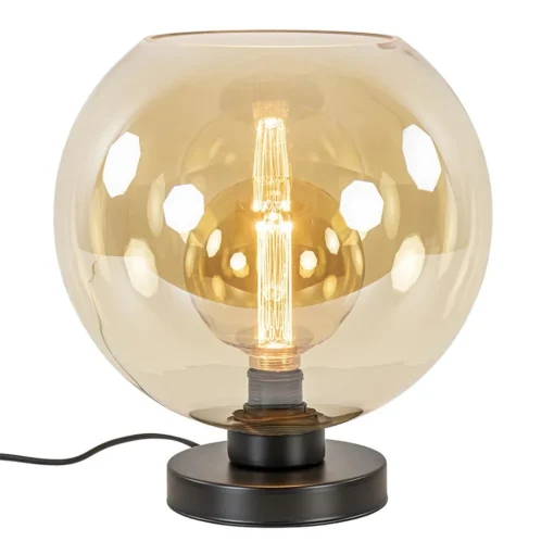 Straluma Chique tafellamp amber glazen bol 30 cm> Tafellampen|Klassieke Verlichting
