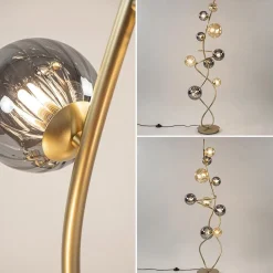 Straluma Chique vloerlamp goud met smoke en amber glazen bollen></noscript> Vloerlampen|Woonkamerlampen