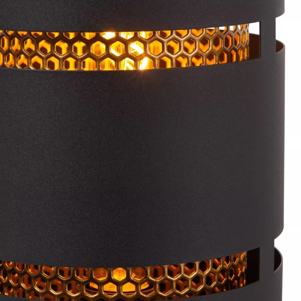 Straluma Cilinder tafellamp zwart metaal met goud> Tafellampen|Industriële Verlichting