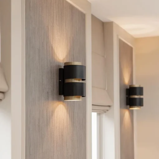 Straluma Cilinder wandlamp G9 mat zwart met goud> Woonkamerlampen|Slaapkamerlampen
