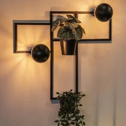 Straluma Decoratieve wandlamp zwart met 2 plantenpotten><noscript><img width=