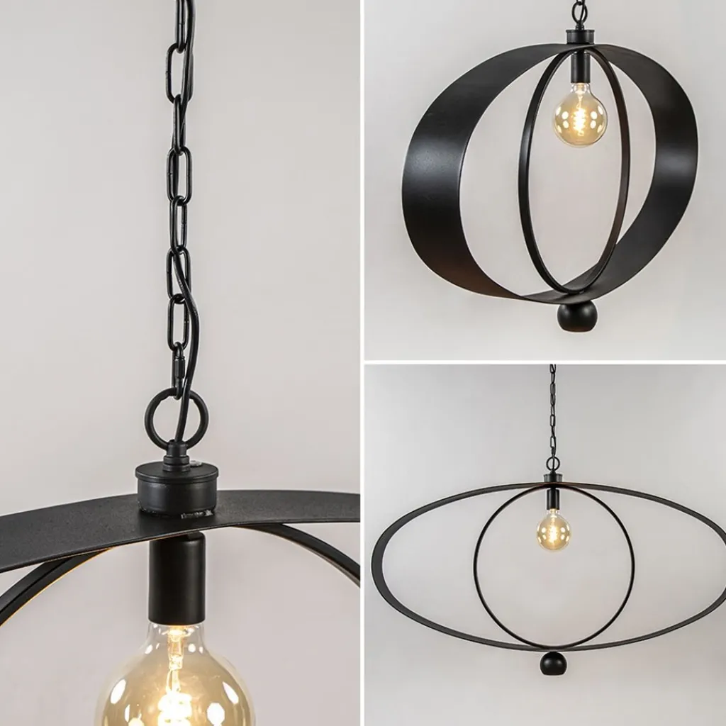 Straluma Design hanglamp textured black ovaal> Hanglampen|Eettafellampen