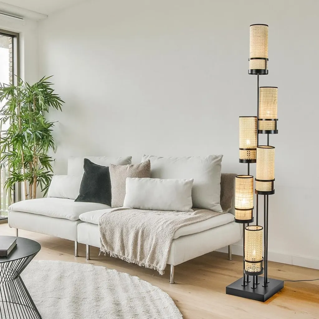 Straluma Design vloerlamp zwart met webbing kappen> Vloerlampen|Botanische Verlichting