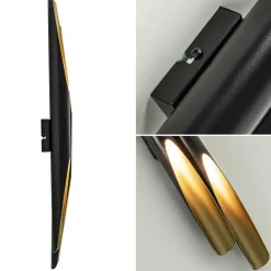 Straluma Design wandlamp Pipes mat zwart met goud><noscript><img width=