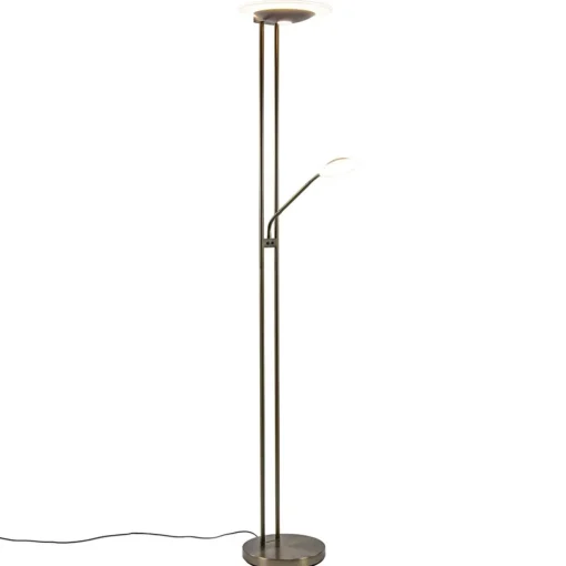 Straluma Dimbare LED uplighter met leeslamp donker brons> Vloerlampen|Leeslampen