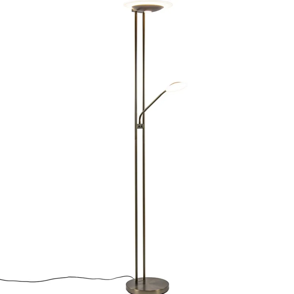 Straluma Dimbare LED uplighter met leeslamp donker brons> Vloerlampen|Leeslampen