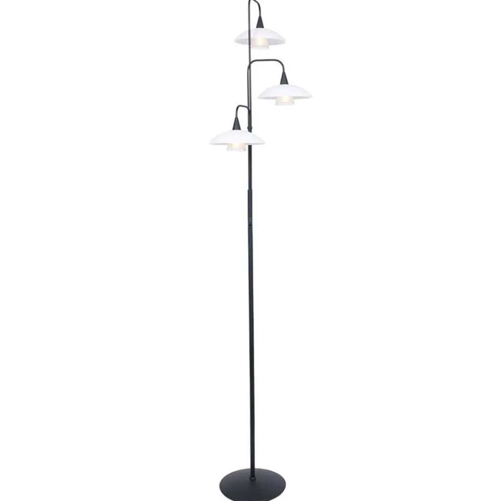 Straluma Dimbare LED vloerlamp zwart met witte schotels> Vloerlampen|LED Vloerlampen