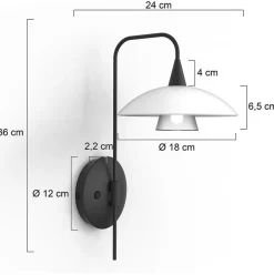 Straluma Dimbare LED wandlamp zwart met witte schotel><noscript><img width=