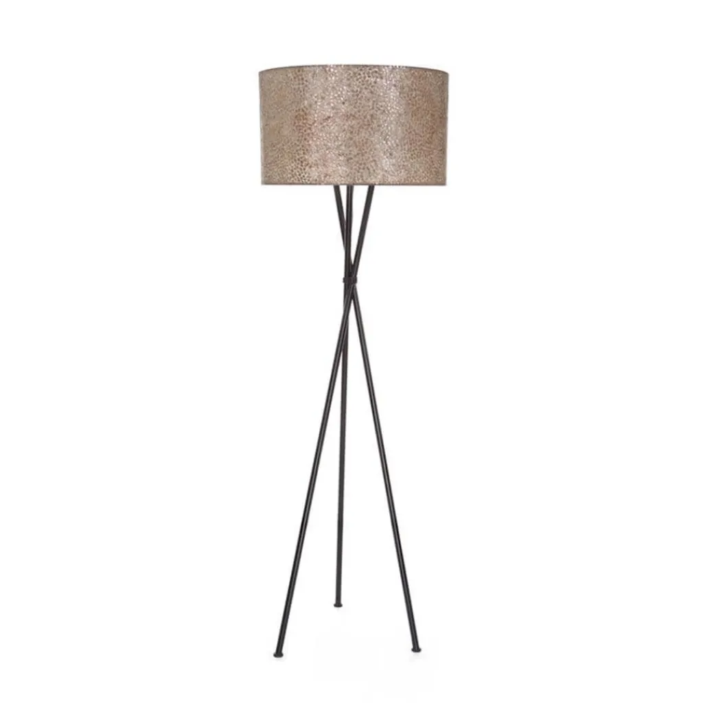 Straluma Driepoot schelpen vloerlamp zwart met bruin en goud> Vloerlampen|Schelpenlampen
