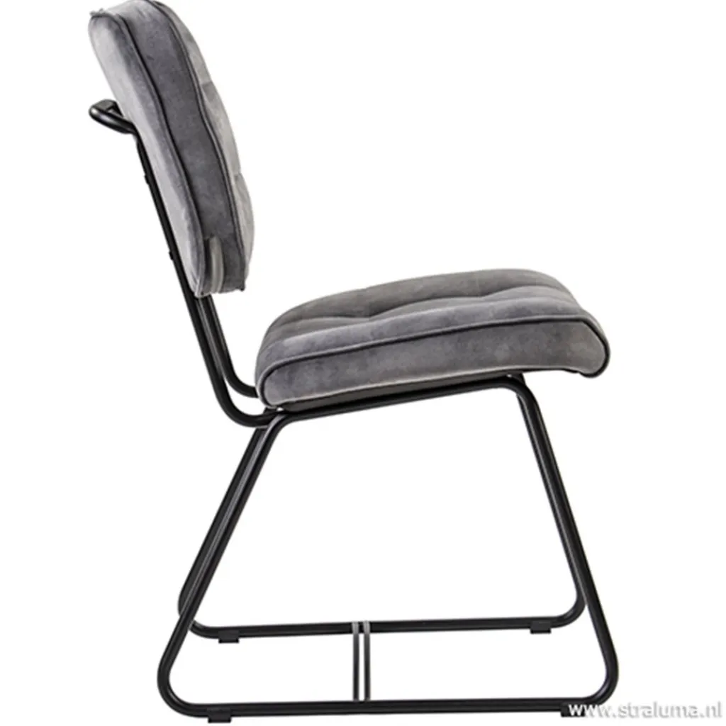 Straluma Eetkamerstoel velours grijs met zwart> Eetkamerstoelen