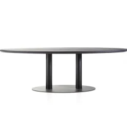 Straluma Eettafel ovaal zwart eiken met metalen poot 300x120 cm> Eettafels