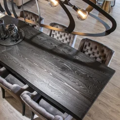 Straluma Eiken boomstam tafel met spinpoot zwart 240x100 cm><noscript><img width=