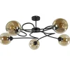 Straluma Elegante 5-lichts plafondlamp met amber glazen bollen> Woonkamerlampen|Slaapkamerlampen
