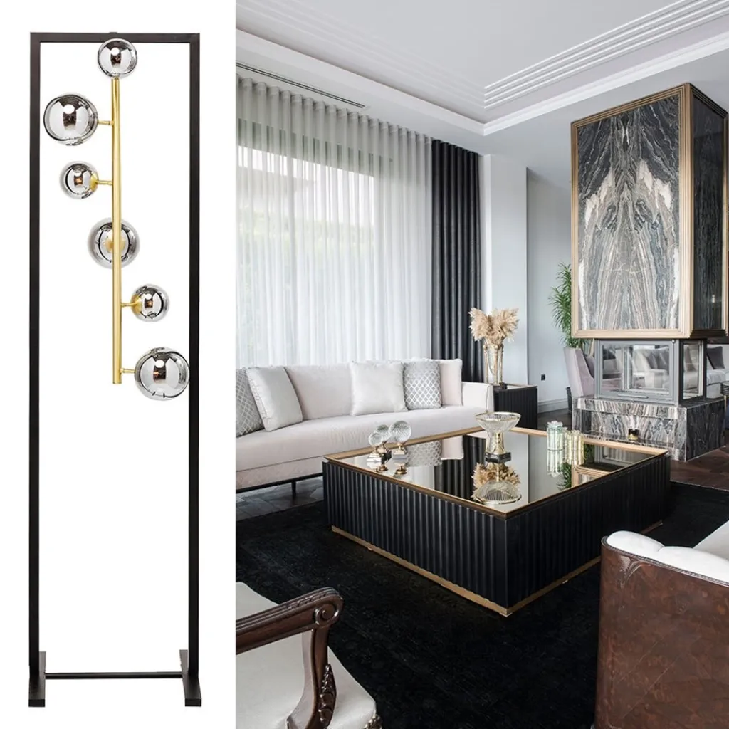 Straluma Elegante luxe vloerlamp met 6 glazen bollen> Vloerlampen|Decoratieve Verlichting