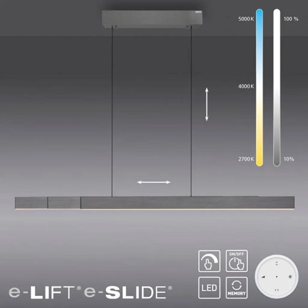 Straluma Elektrisch verstelbare LED hanglamp grijs dimbaar> Hanglampen|Eettafellampen