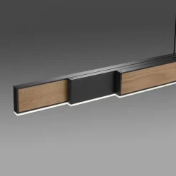 Straluma Elektrisch verstelbare LED hanglamp zwart met hout><noscript><img width=