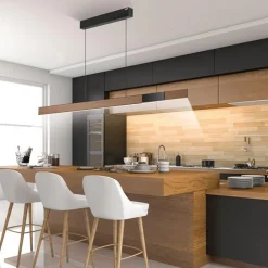 Straluma Elektrisch verstelbare LED hanglamp zwart met hout><noscript><img width=