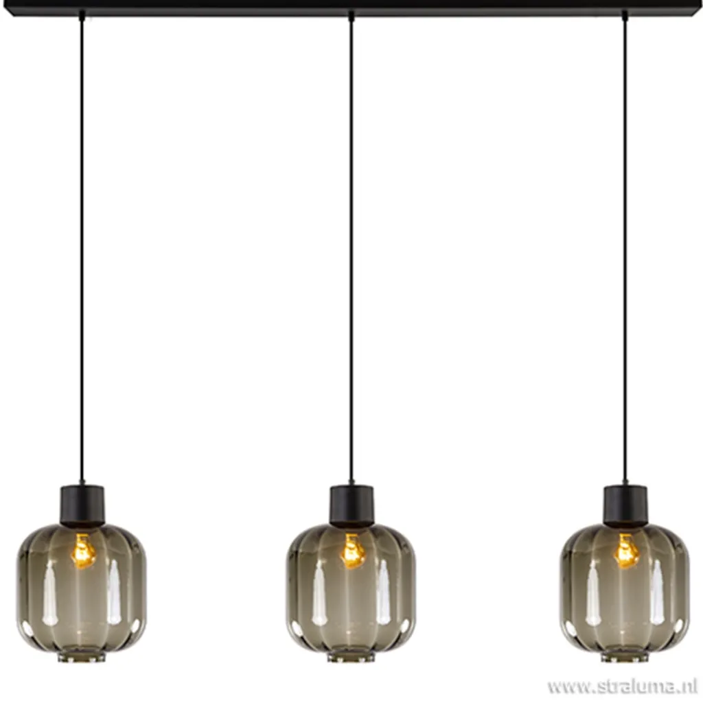 Straluma Glazen eettafelhanglamp zwart luxury> Pendel Lampen|Keukenverlichting