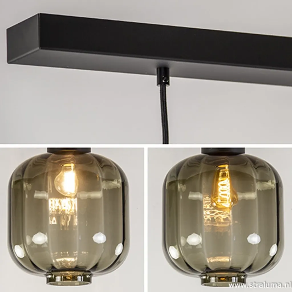 Straluma Glazen eettafelhanglamp zwart luxury> Pendel Lampen|Keukenverlichting