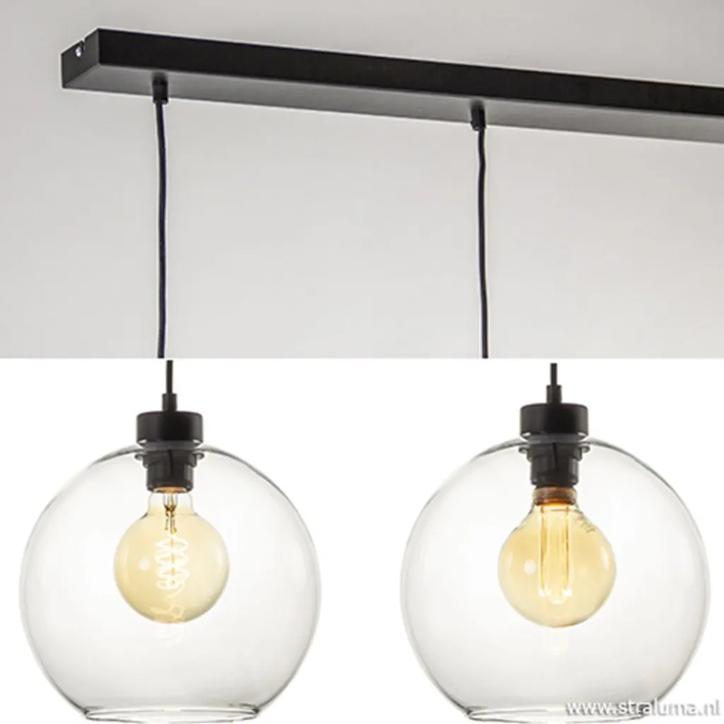 Straluma Glazen 3-lichts hanglamp eettafel clear> Eettafellampen|Pendel Lampen