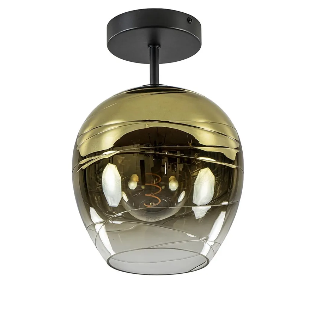 Straluma Glazen plafondlamp gold gradient met zwart> Keukenverlichting|Plafondlampen