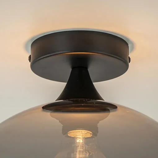 Straluma Globe plafondlamp zwart met smoke/titanium glas 30 cm> Plafondlampen|Luxe Verlichting