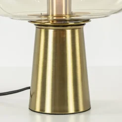 Straluma Gouden tafellamp Misty met amber glazen kap L&L><noscript><img width=