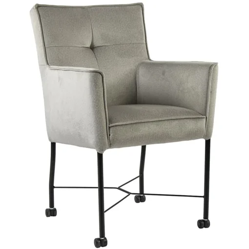 Straluma Grijs/beige eetkamerstoel met wieltjes gr 2> Eetkamerstoelen