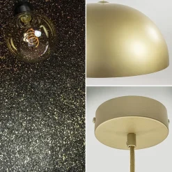 Straluma Grote design hanglamp koepel mat goud met zwart 90 cm><noscript><img width=