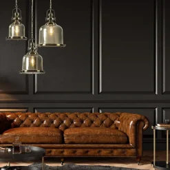 Straluma Grote hanglamp brons met amber glas><noscript><img width=