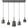 Straluma Grote hanglamp Lekar 5-lichts antiek brons met smoke glas> Eettafellampen|Light and Living